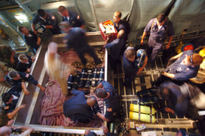 Deep Submergence Unit personnel load equipment aboard a C-5 aircraft, August 2005.