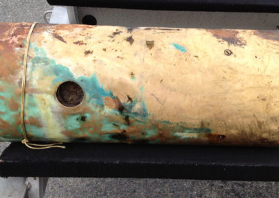 The corroded midsection of a Howell torpedo