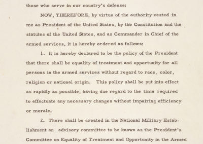 A typed copy of Executive Order 9981.