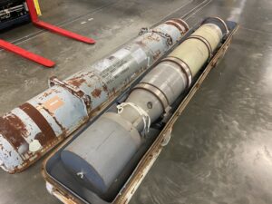 The newly acquired MK 44 Mod 1 torpedo from NUWC Division Newport! Inspected and certified by both Newport and Bangor EOD technicians, we are 100% sure this torpedo is safe for display and storage in the museum.